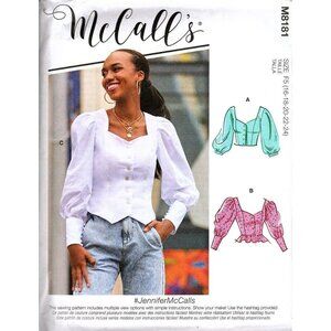 McCall's M8181 Misses 16 to 24 Button Front Tops Uncut Sewing Pattern New